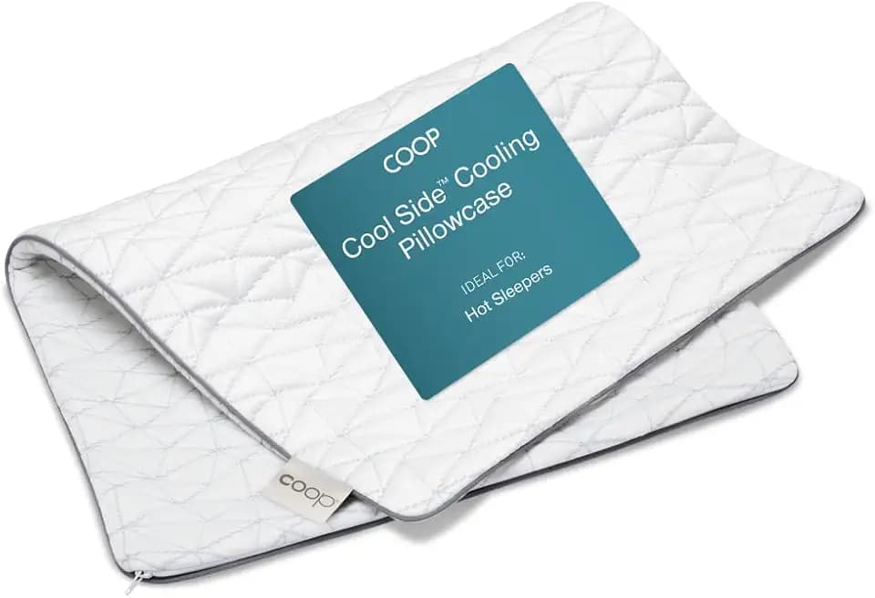 Coop Home Goods - Kühlender Kissenbezug für Heißschläfer – Lulltra Cool Technologie – Bambus-gewonnene Viskose, Rayon und Jacquard – glatt, beide Seiten, verdeckter Reißverschluss (Queen-Size).