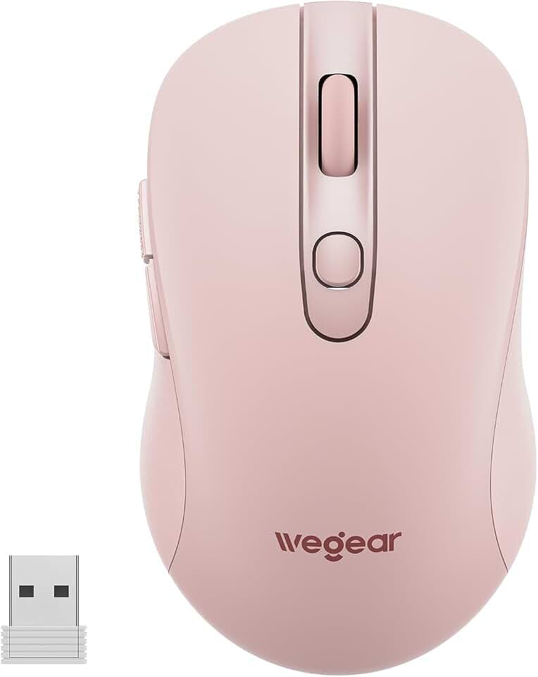 wegear USB Wireless Mouse for Laptop PC Mac, 2.4GHz Cordless Mouse-Pink