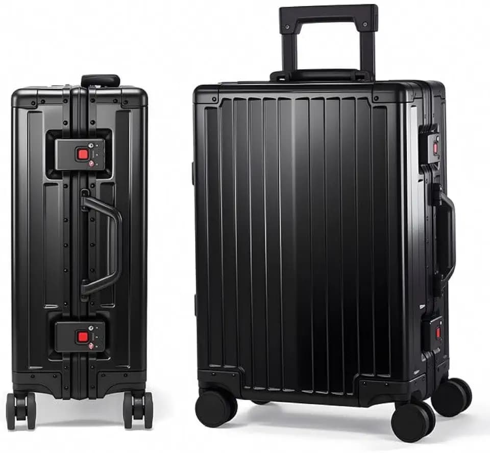 VentureVault All Aluminum Zipperless Carry On Luggage, 20 Inch, Black