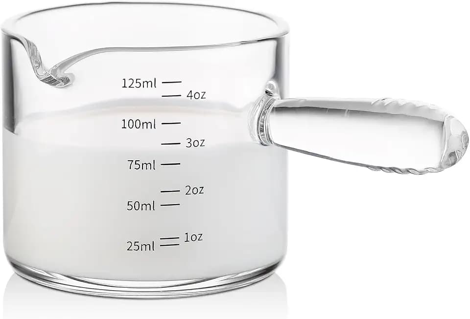 Bincoo Espresso Glass, 150ML Cups with Handle and Dual-Scale, V-Shaped Mouth Measuring Cup, Perfect for Shots and Milk Froth (1)