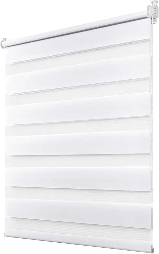 Deswell Doppelrollo Klemmfix ohne Bohren Weiß B55 x H120 cm (Stoffbreite 51cm) Rollos für Fenster ohne Bohren für Fenster mit Lichtdurchlässig & Verdunkelnd/Höhe Stufenlos Verstellbar