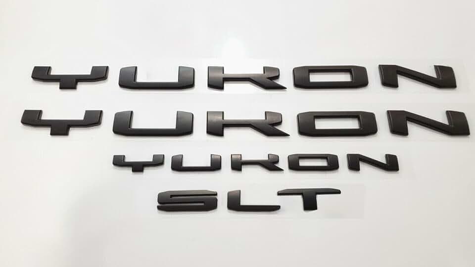 4Pcs Kit Yukon SLT Letters Emblem 3D Door Rear Nameplate Badge Decal Sticker Yukon XL Replacement for 2021-2023 Yukon SLT (Matte Black)