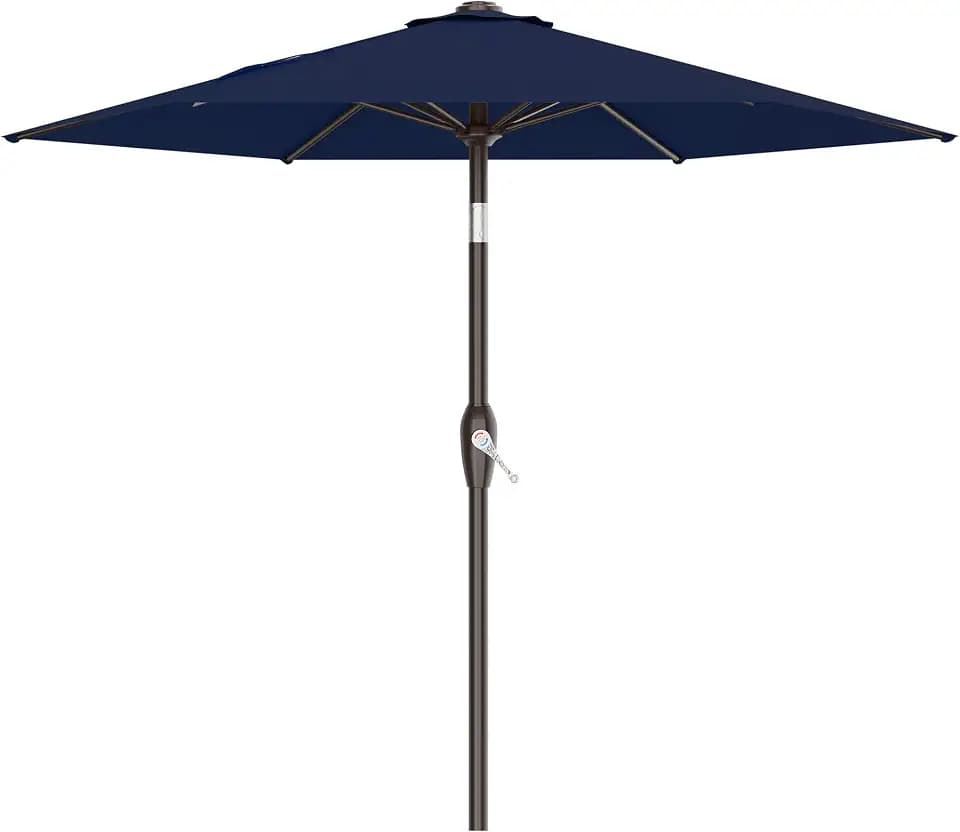AreShark 7.5FT Patio Umbrella Table Market Umbrella with 6 Sturdy Ribs, Button Tilt/Crank Heavy-Duty Round Outdoor Umbrellas for Garden, Deck, Backyard,and Pool, Navy