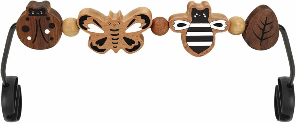 iGRATENS Babywippen-Spielzeugstange – Spielzeugstange für Babywippen Soft & Bliss, einfach anzubringen und zu entfernen, Spielzeug aus Naturholz, spannendes Design für neugierige Babys, Insekten