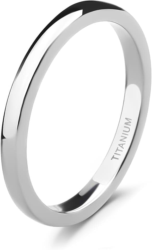 TIGRADE 2mm 4mm 6mm 8mm 10mm Titanium Ring Plain Dome High Polished Wedding Band Comfort Fit Size 3-15