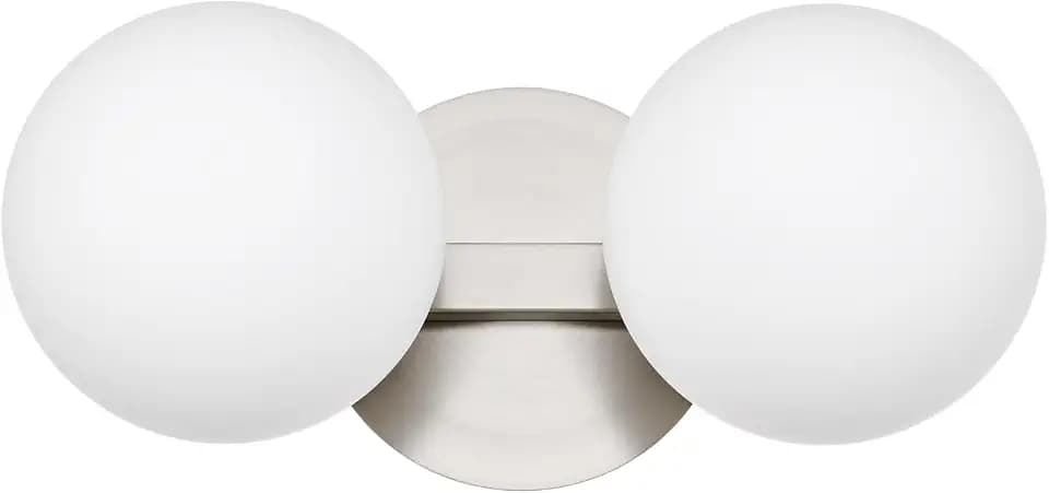 Bathroom Vanity Light Fixtures, Modern 2 Lights Globe Wall Sconce Lighting Brushed Nickel, Porch Wall Mount Light Fixture for Bathroom, Mirror Cabinets Hallway Stairs (Brushed Nickel, 2-Light)