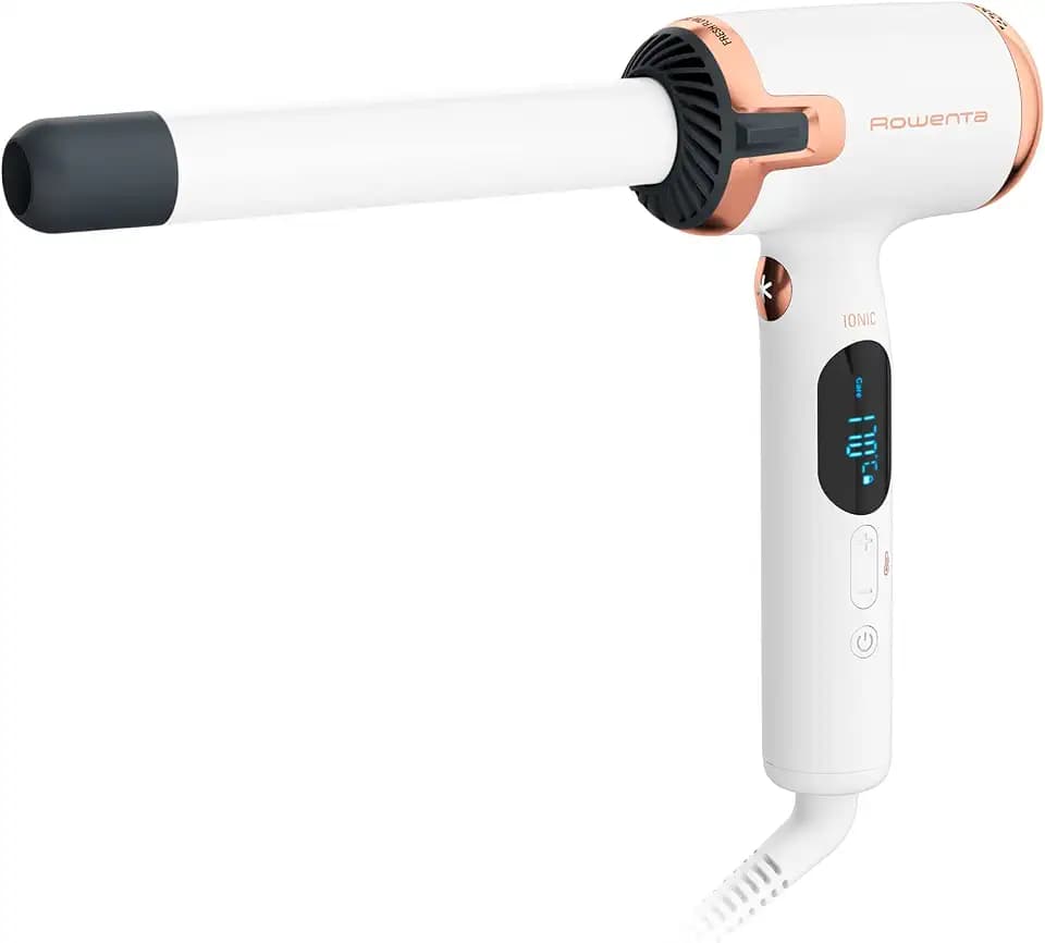 Rowenta CF4310 Ultimate Experience Air Care Lockenstab | neue L-Form | sanfter Luftstrom | 8 Temperatureinstellungen von 130°C bis 200 °C | in 30 Sekunden Aufheizen | Weiß/Kupfer | 1 Stück (1er Pack)