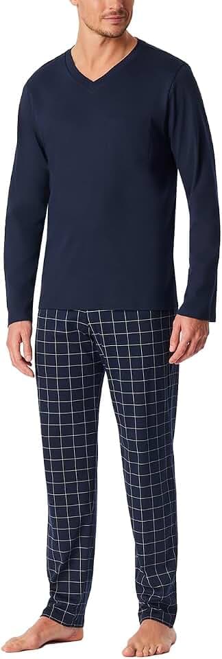 Schiesser Herren Schlafanzug lang wärmere Baumwolle - Fine Interlock