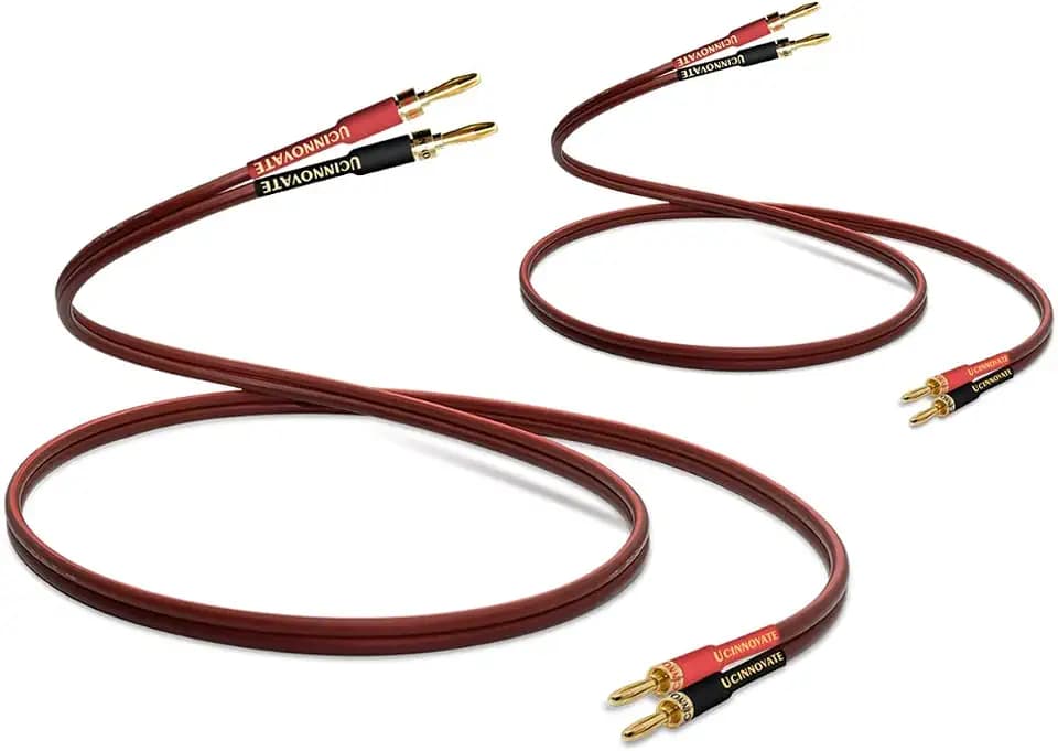 HIFI OFC Lautsprecherkabel mit Bananenstecker, 2X High-End reines Kupfer 1,5 m vergoldete Bananenstecker Stecker auf Stecker 600 Strang Lautsprecherkabel Audio HIFI System Heimkino 4,9 Fuß