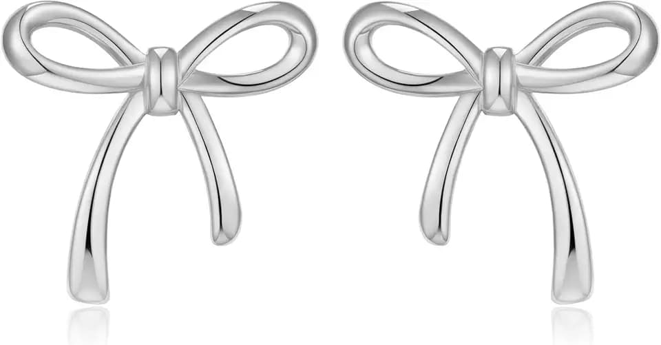14K Gold Plated Bow Stud Earrings for Women