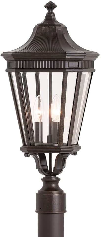 Generation Lighting OL5407GBZ Cotswold Lane Three Light Outdoor Post Mount in Traditional Style-9.5 Inch Wide by 22.5 Inch High Grecian, 3-Light, cETL Listed, Safety Rated for Wet Locations