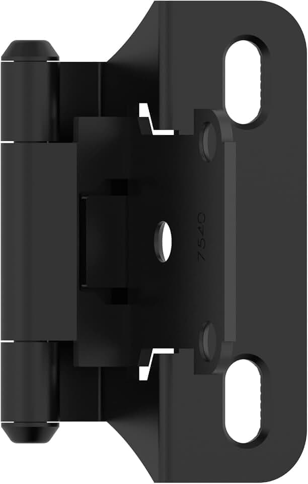 Amerock 1 Pair 1/4" Overlay Matte Black Partial Wrap Cabinet Hinge