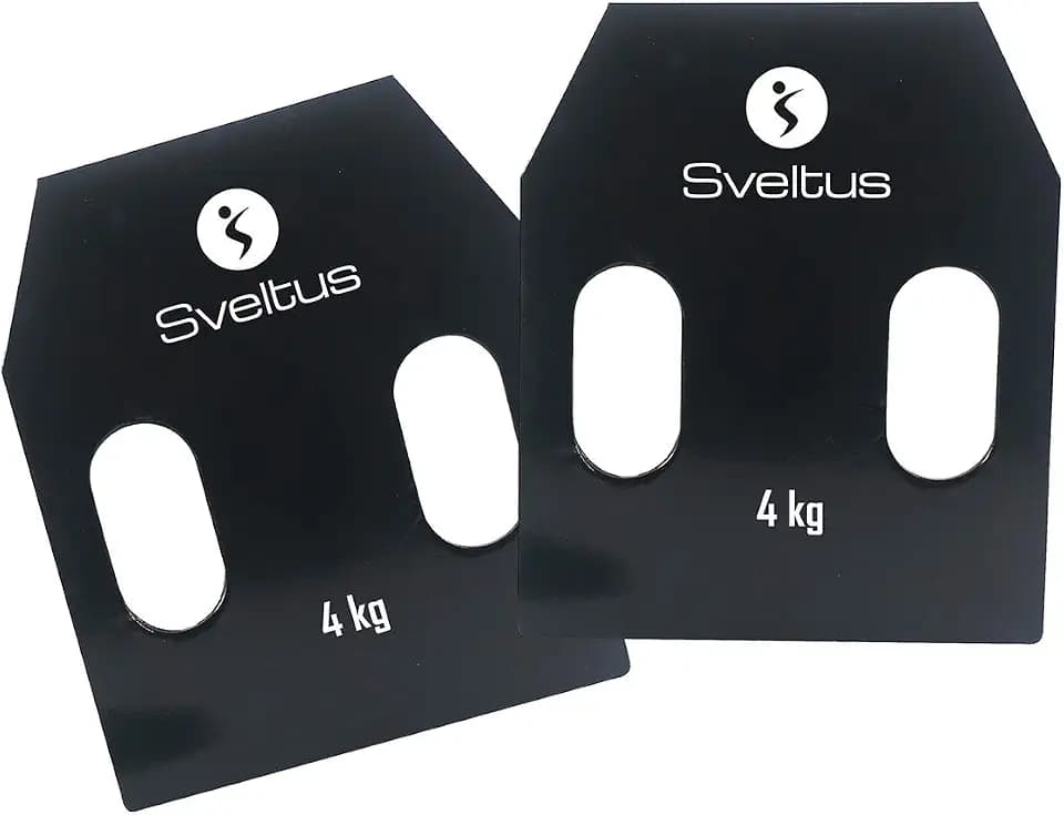 sveltus 1799-3 Stahlplatten mit Griffen, 4 kg X 2 , Erwachsene, Unisex, Schwarz, One Size