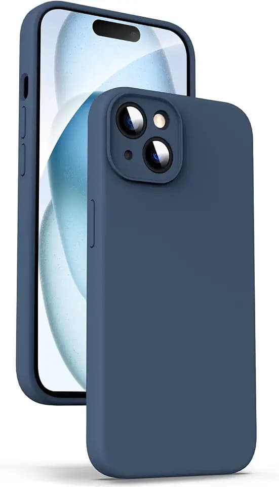 Supdeal Liquid Silicone Case for iPhone 15 - [Camera All-Round Protection] [Soft Microfiber Lining Anti-Scratch] 4 Layer Full Covered Shockproof Gel Rubber Phone Case Cover, 6.1", Dark Blue
