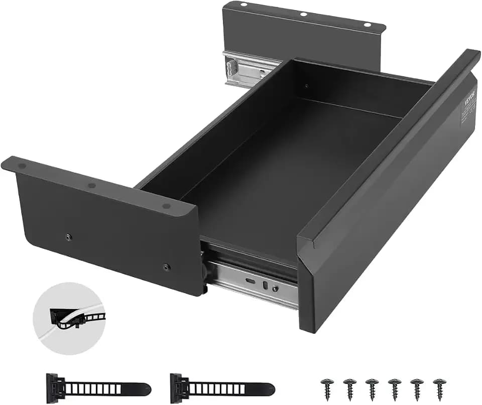 VEVOR Untertisch Schublade 440x223x101 mm, Unterbau Schreibtisch, versteckter Schreibtisch-Aufbewahrungs-Organizer, Bleistiftschublade unter dem Tisch für Sitz-Steh-Arbeitsplätze im Büro & zu Hause