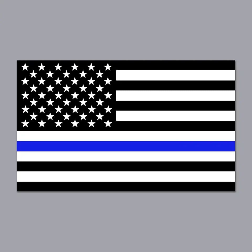 5 Pack 3"x5" Inch Thin Blue Line American Flag Stickers Blue Police Decals Waterproof Vinyl Law Enforcement Support Sticker for Vehicles, Car Bumpers, Trucks, Helmets, Laptops