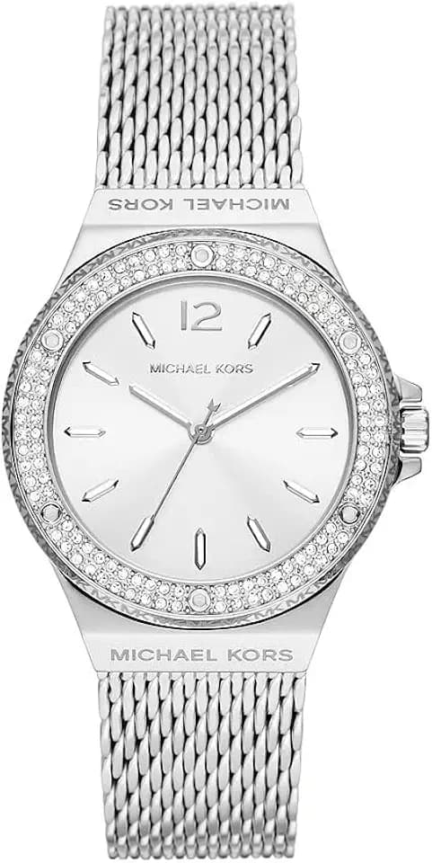Michael Kors Lennox Damen-Armbanduhr mit 3 Zeigern, Quarzuhrwerk, silberfarben, mit Edelstahlarmband