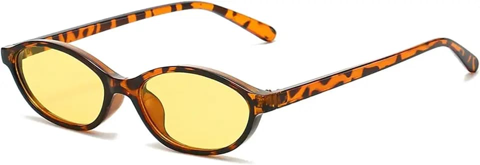 YAMEIZE Ovale Vintage Sonnenbrille für Damen Herren Kleines Katzenaugen Design Oval Retro Trendige 90er Sonnenbrille UV400 Schutz