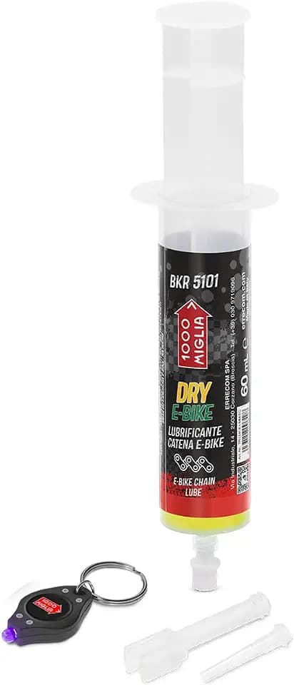Errecom BKR 5101 E-BIKE DRY E-Bikes Kettenschmiermittel - 60ml, trockene und staubige Straßenbedingungen, Spritze mit Drop und Huggie System Applikatoren, fluoreszierende und duftende Formel