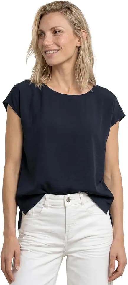 Street One Damen Dropped Shoulder Blusenshirt mit Rundhals