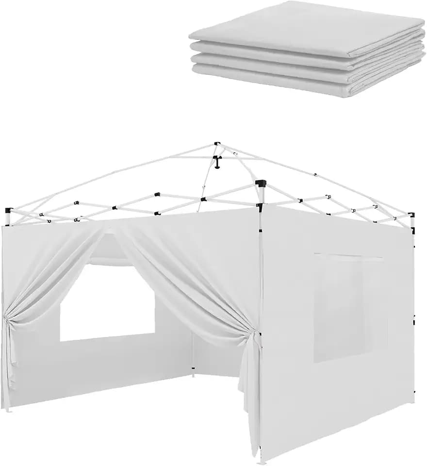 4 Piece 10x10 Pop Up Canopy Sidewalls, Instant Canopy SunWall for 10x10 Pop Up Canopy - Waterproof & 99% UV Protection Canopy Side, No Frame and Top, White