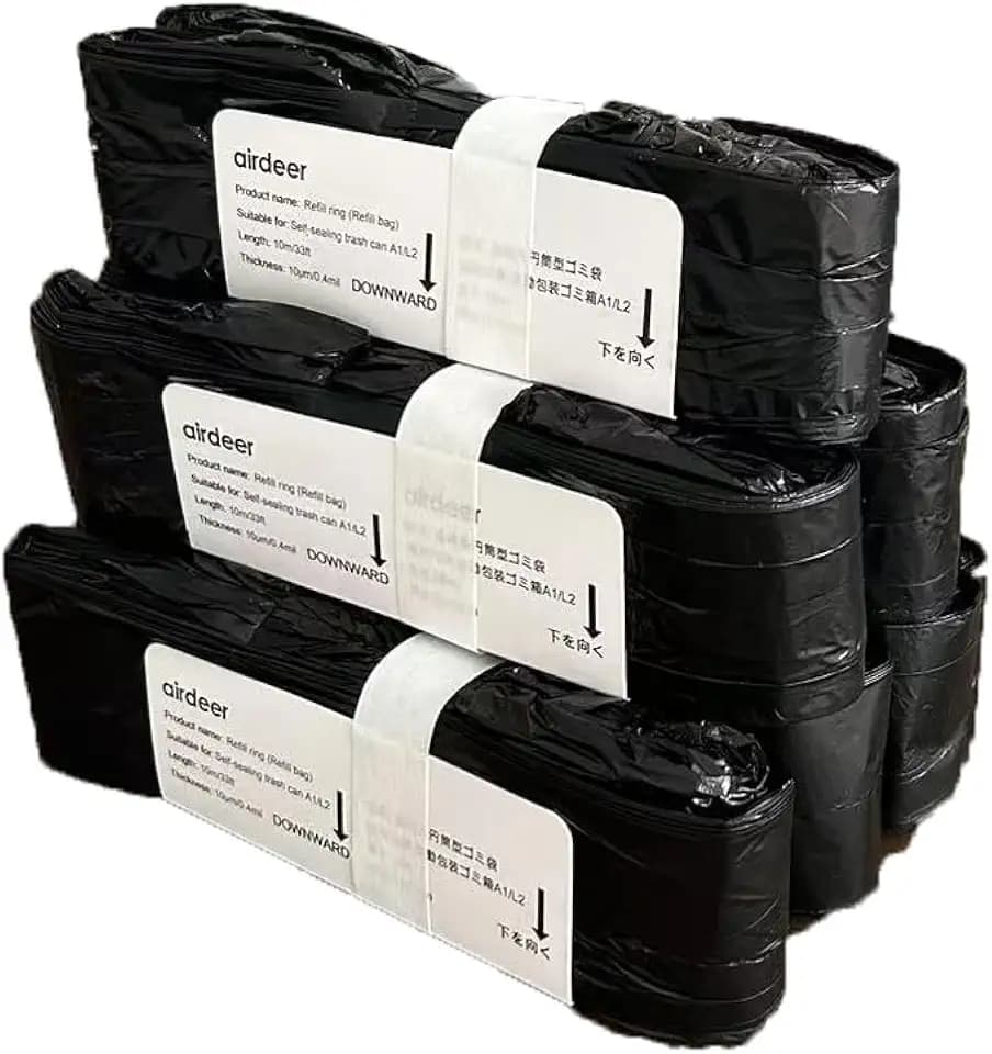 Airdeer Refill Bag Ring 3 Gallon, Trash can bags, 8m continuous garbage bag, Designed for Airdeer Self-sealing Smart Trash Can(Model C3, Pack of 6)【Not compatible with A1/L2 trash can】