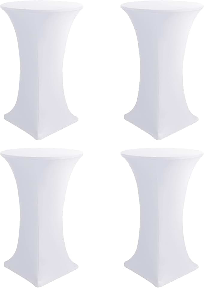 Cocktail Table Covers-White Spandex Round High Top Table Cloths Party