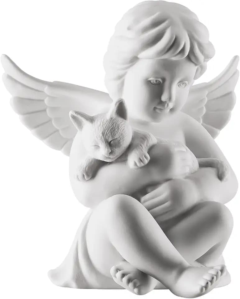 Rosenthal Engel klein Weiß matt Engel mit Katze 6,5 cm