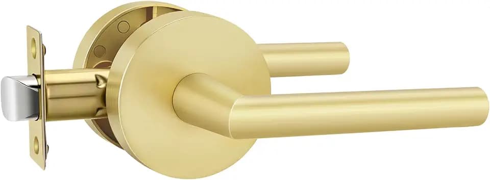 Goldenwarm Passage Brushed Gold Closet Door Handle Interior 1 Pack