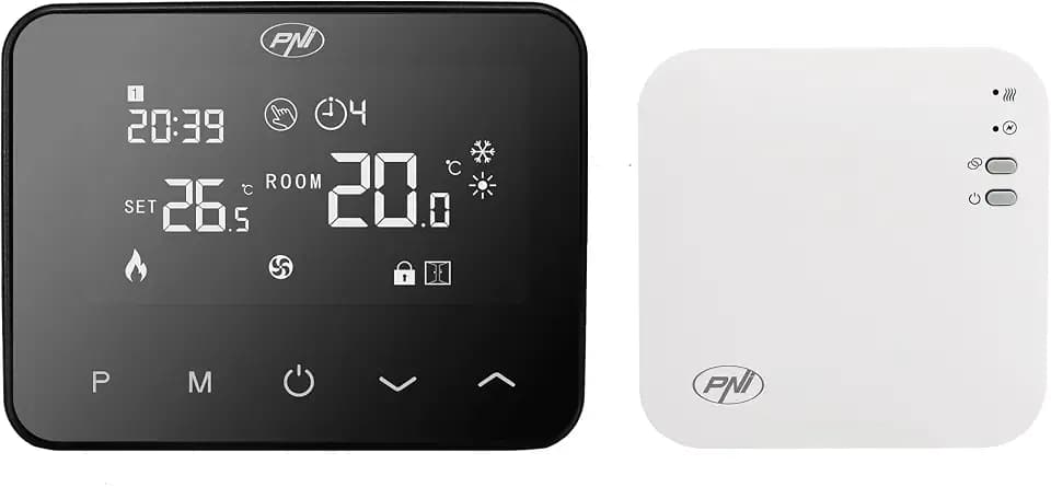 PNI CT40 PRO Funkthermostat mit WLAN für Heizungsanlagen 4 Tagesprogramme Manuell Economic Mode Steuerung über Tuya Smart ABS Weiß