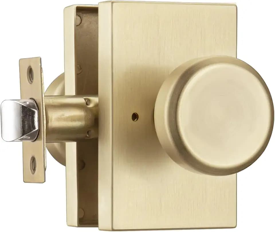 Brushed Gold Interior Door Knobs with Lock for Bath & Bedroom
