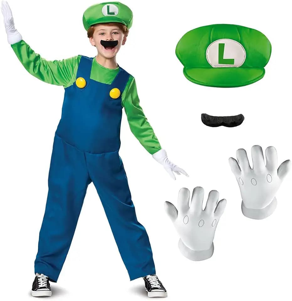 Super Mario Bros DISK10773L Luigi Kostum, Jungen, S Luigi Deluxe Kids
