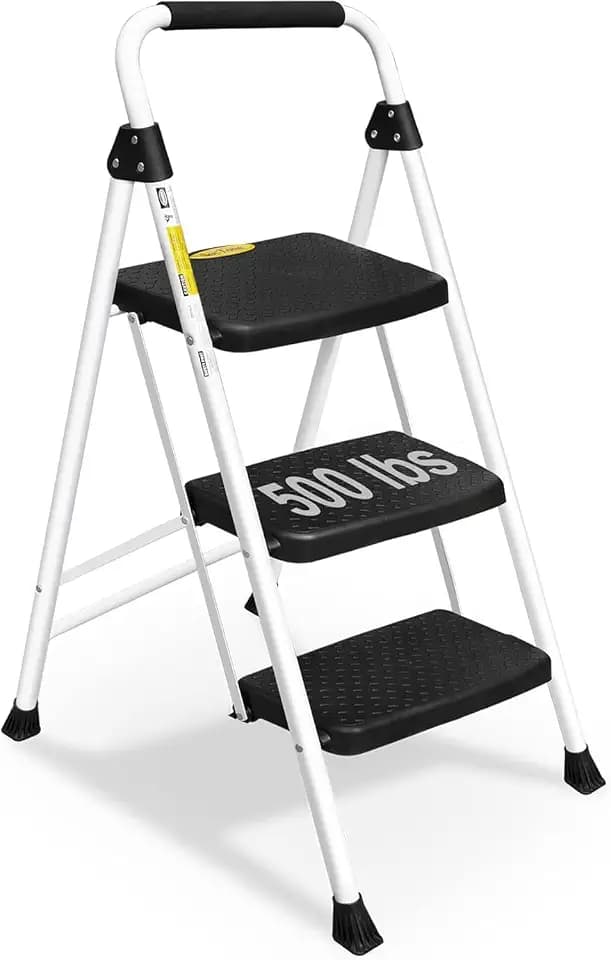 SocTone 3 Step Ladder, Step Stools for Adults, 500lbs Capacity