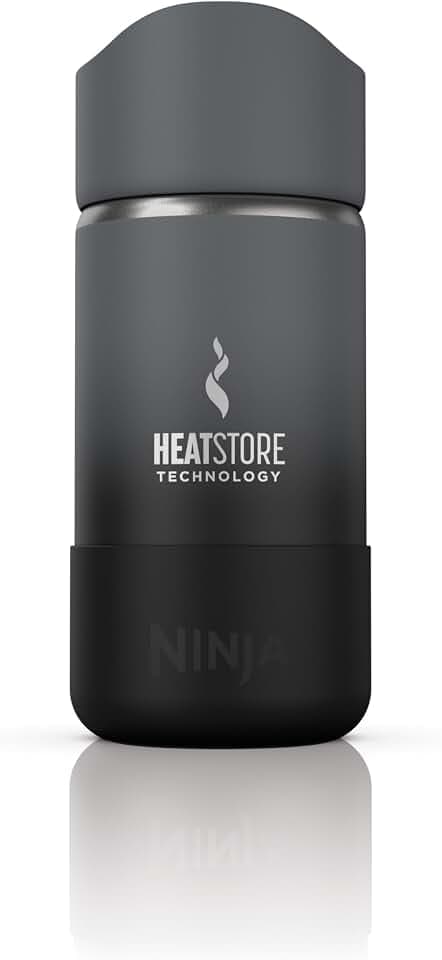 Ninja, Travel Mug, Sip Perfect 12oz, Brings Hot Drinks to Sippable Temperature in Minutes, Stainless Steel, Leak Proof, Dishwasher Safe, Metal Insulated Tumbler, Black, DW1203BK