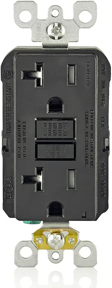 Leviton Slim GFCI Outlet, Tamper-Resistant, 20 Amp, GFTR2-E, Black