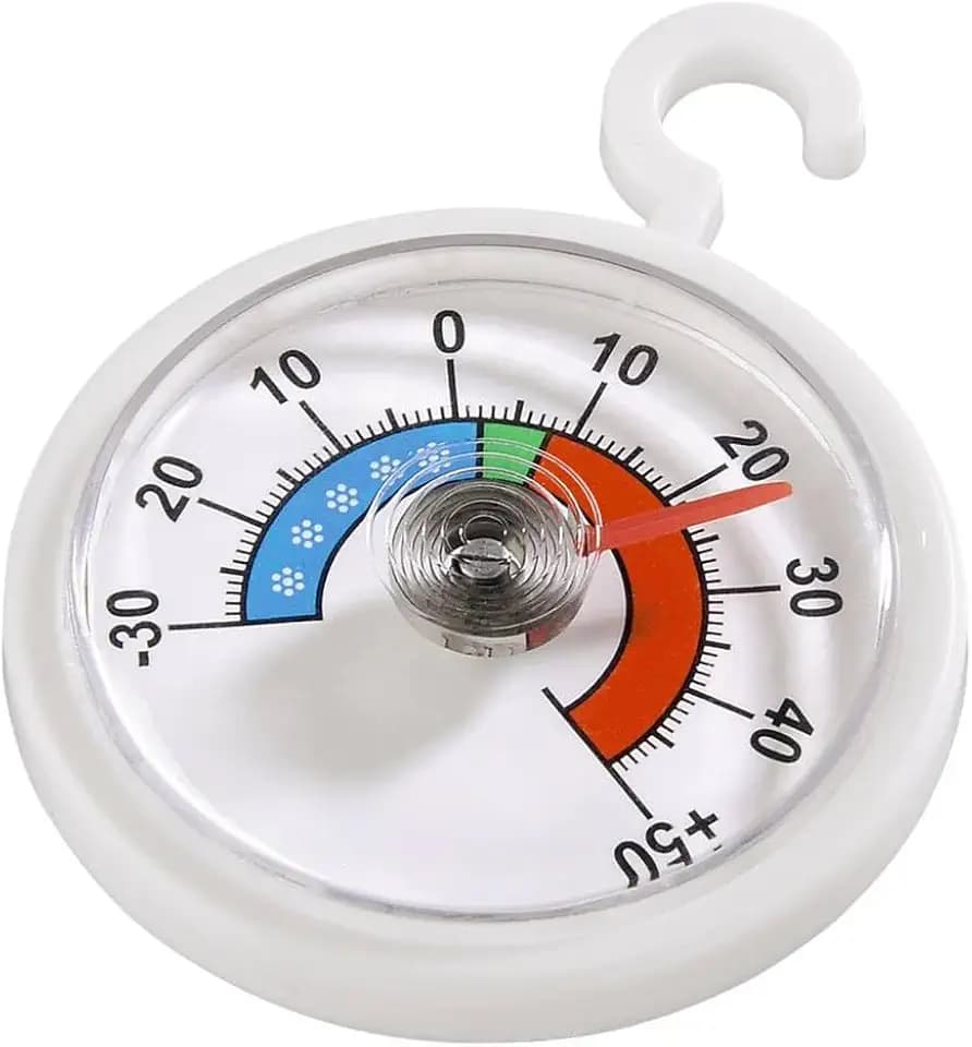 Xavax Analoges Thermometer zum Aufhängen im Kühlschrank, Gefrierschrank, Tiefkühltruhe, Weinkühlschrank, Minibar, min. -30 Grad, max. +50 Grad, rund, weiß