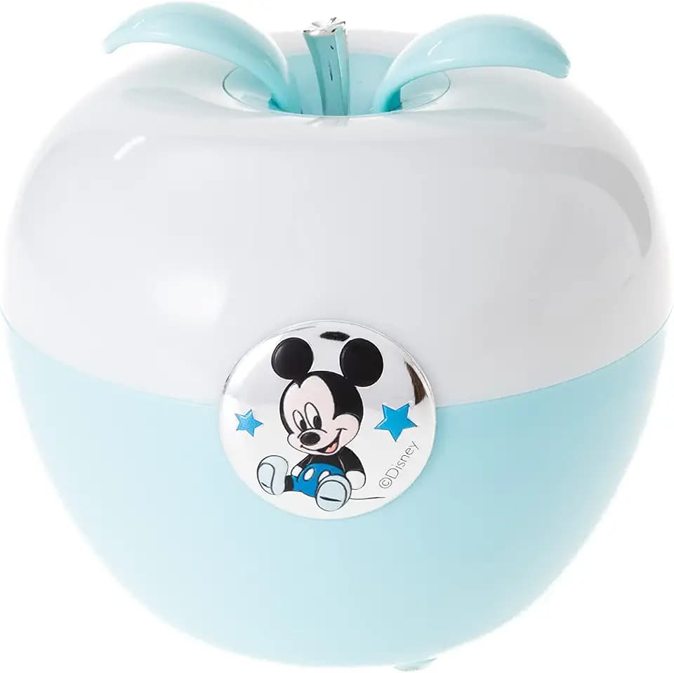 VALENTI & CO. - Disney Nachtlicht für Kinder mit bunter LED-Lampe für Nachttisch-Farbtherapie, magische Steuerung mit Blasfunktion und Silber-Finish (Mickey-Hellblau)