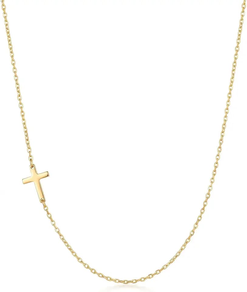 Gold Cross Necklace for Women Girls 18K Gold Plated Cross Necklace