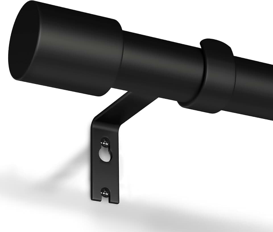 Gardinenstange Schwarz 76-152 cm Vorhangstange Ausziehbar 19 mm Durchmesser für Schlafzimmer, Wohnzimmer oder Küche von GEEBOBO