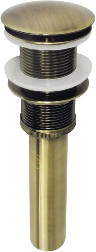Kingston Brass EV8313 Coronet Push Pop-Up Bathroom Sink Drain Without Overflow, Antique Brass, 8.88 x 2.63 x 2.63