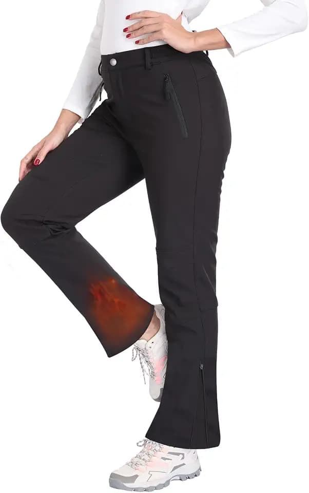 Womens Snow Ski Pants Waterproof Fleece Lined Insulated Softshell Warm Pants for Winter Hiking Outdoor