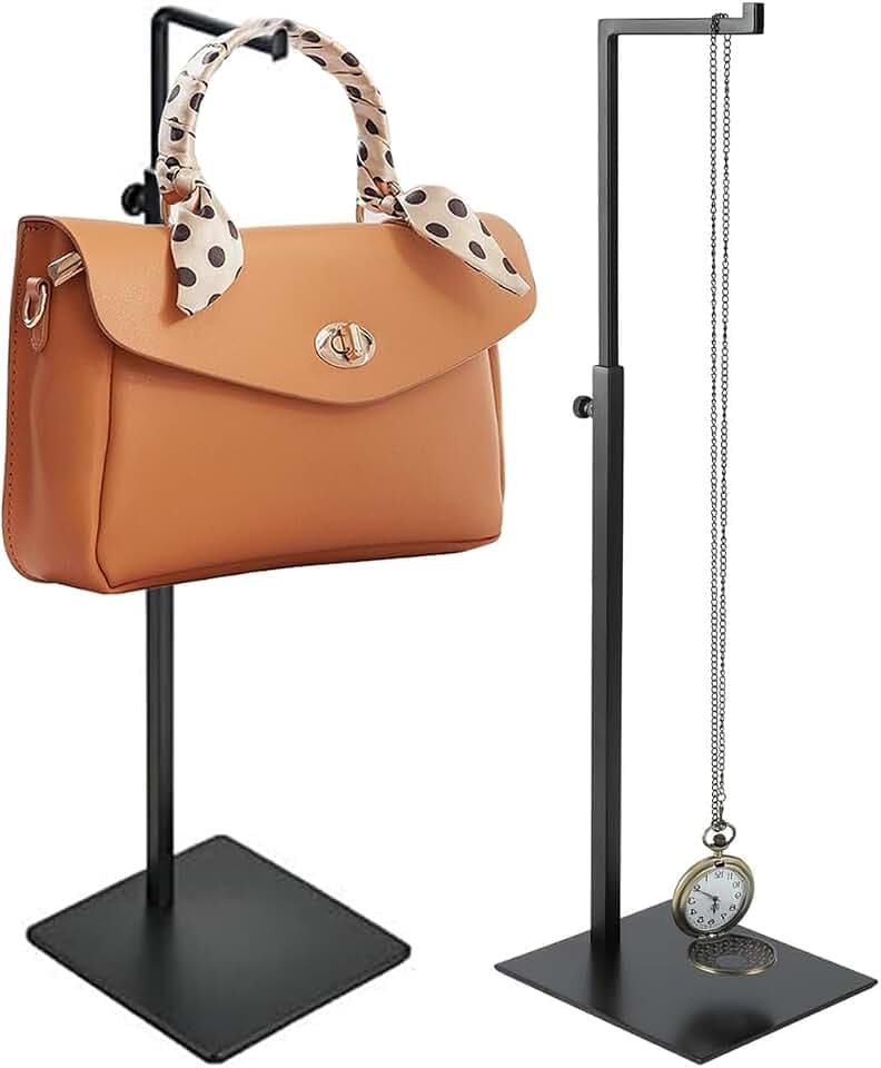 Verstellbarer Ständer für Handtaschen, 2 Stk-TaschenstäNder aus Edelstahl, Mehrzweck Handtaschen Aufbewahrung FüR Hut, Schmuck, Handtaschenhalter FüR Tisch - Einfache HöHenverstellung, Schwarz