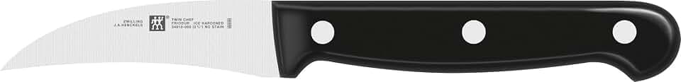 ZWILLING Twin Chef Schälmesser, Klingenlänge: 7 cm, Gebogenes Klingenblatt, Rostfreier Spezialstahl/Kunststoff-Griff im Nietendesign, Schwarz