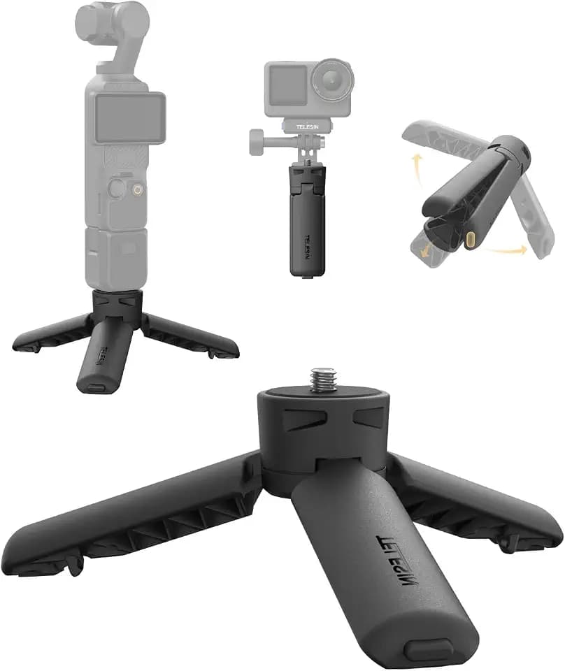 TELESIN Quick Open Mini Tripod Grip for DJI Pocket 4P 4 3 & Insta360 Luna