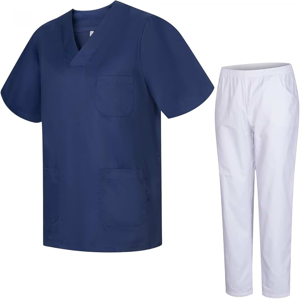 MISEMIYA - Unisex-Schrubb-Set - Medizinische Uniform mit Oberteil und Hose 817-8312-BLANCO