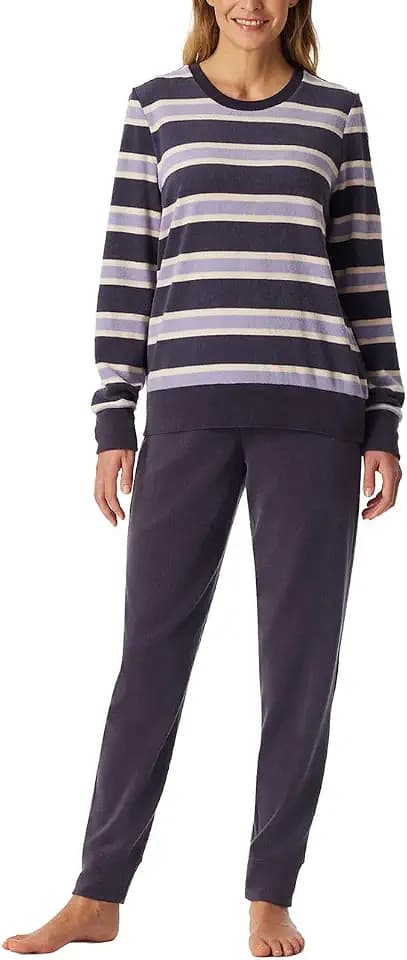 Schiesser Damen Langer Schlafanzug Pyjama Lang Frottee - 180116
