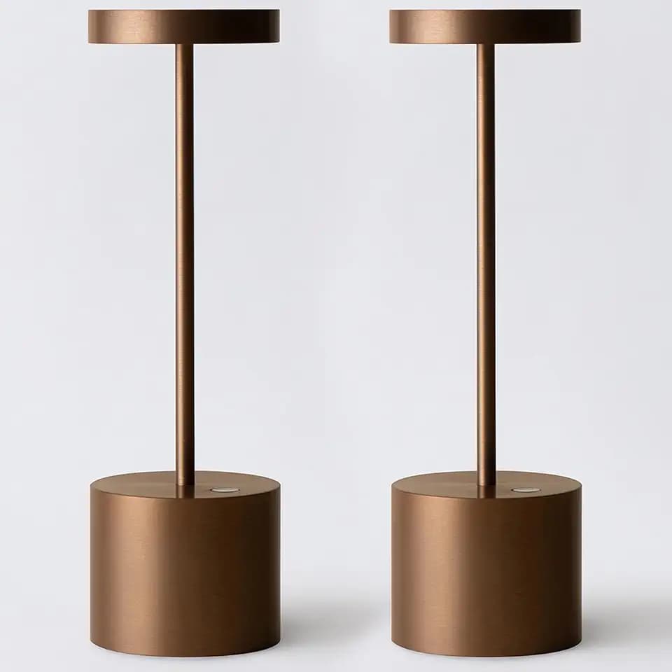 Cordless Rechargeable LED Table Lamp Set of 2, Mocha