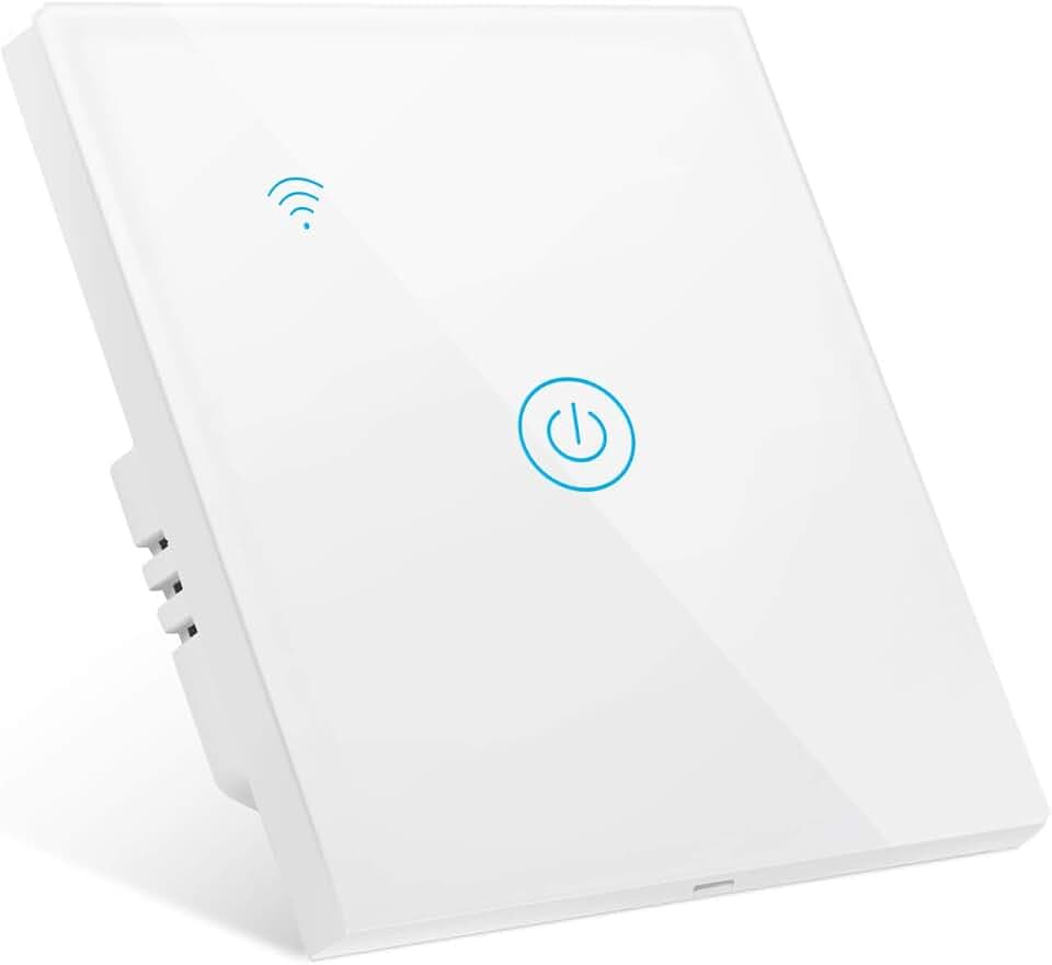Smart Lichtschalter, 1 Weg Wlan Lichtschalter Alexa Wifi Lichtschalter kompatibel mit Google Home Smart Life, Smart Alexa Wandschalter mit Timging-Fuction Überlastungsschutz, ohne Hub