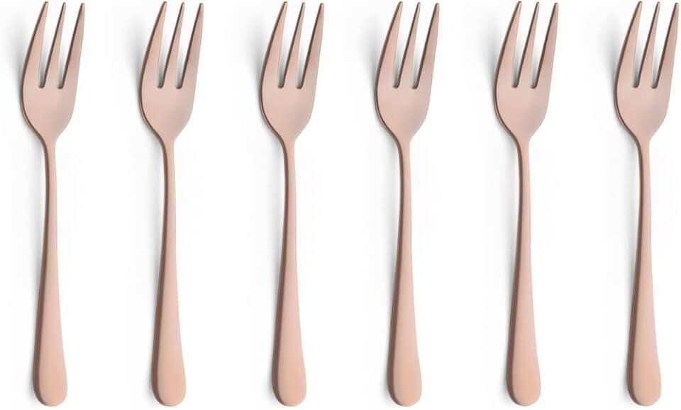 Amefa AUSTIN Kuchengabel Besteck Set 6-teilig | Edelstahl Kuchengabeln 6 Stück mit PVD Veredelung | Kupfer Besteck satiniert | 14,3 cm | rostfrei & spülmaschinenfest