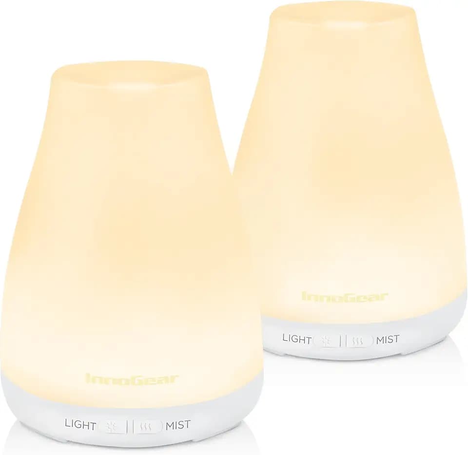 InnoGear 2 Pcs Essential Oil Diffuser Aroma Diffusers for Home, Basic White